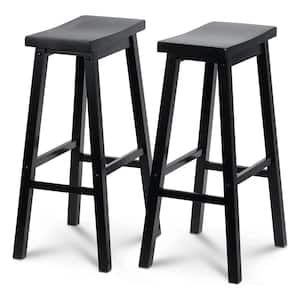 17.01 in. x 13.70 in. x 29.00 in. Black Wood Kitchen Counter Stools