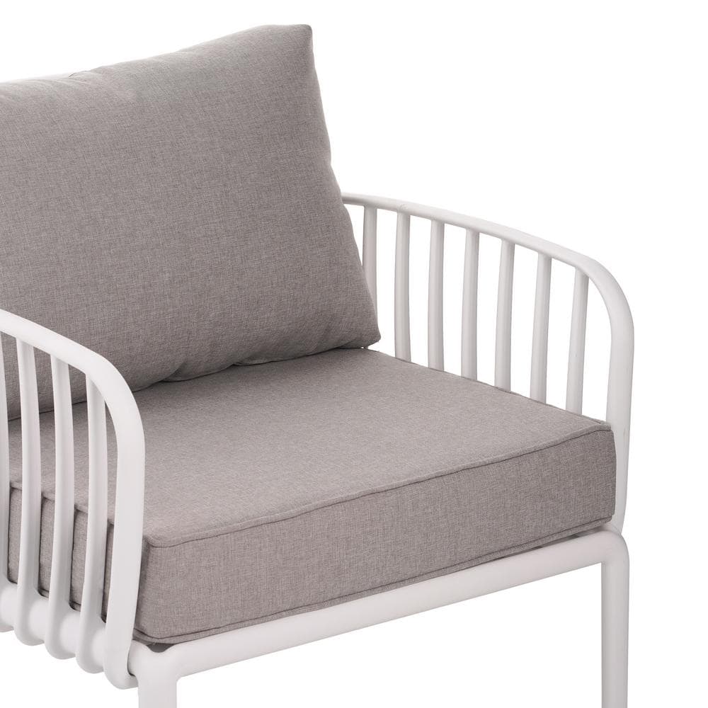 White and Light Gray Polypropylene Outdoor Club Chair with Cushions