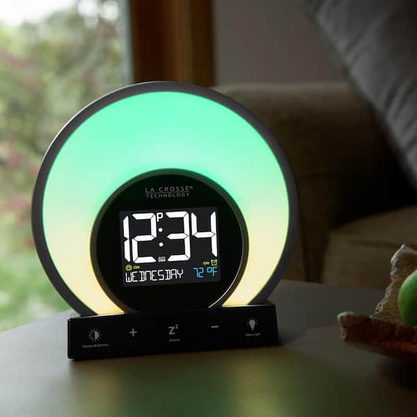 Light alarm clock with nature sounds and colour changing mood