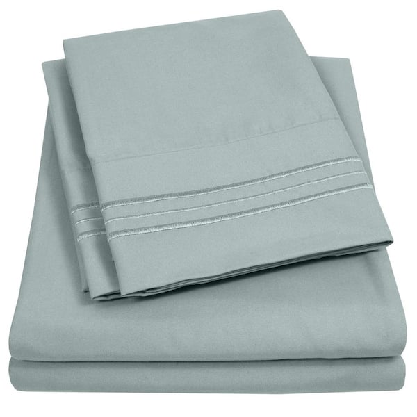 Sweet Home Collection 1800 Series 4-Piece Slate Solid Color Microfiber RV Short Queen Sheet Set