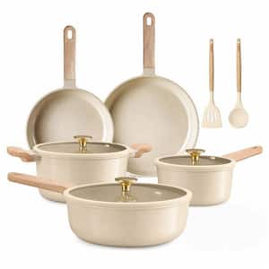 14-Piece Nonstick Aluminum Cookware Set in Brown, Ceramic Coating with Durability of Perfection is Free of PFOA, PFOS