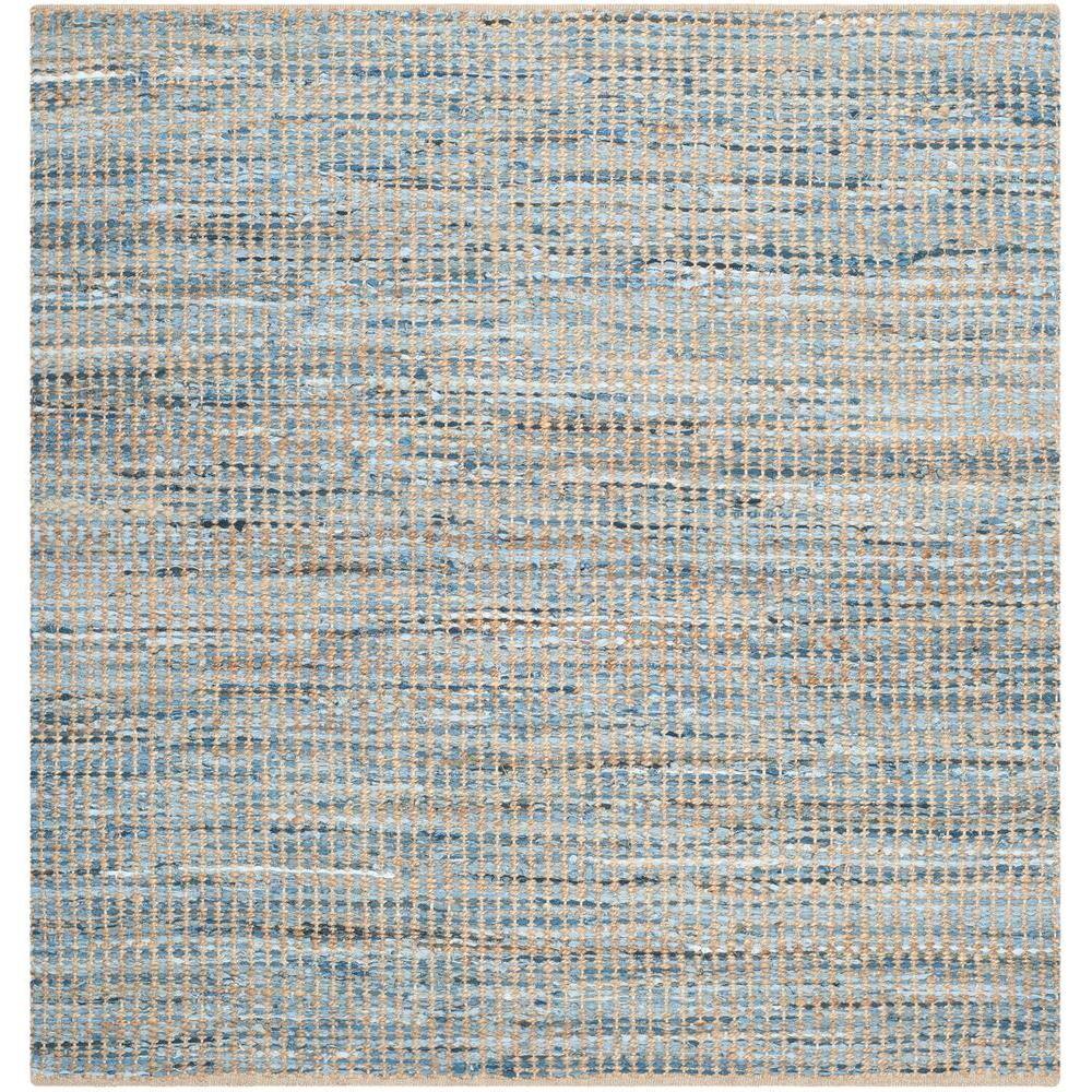 Coastal Charm Blue & Natural Jute 8' Square Area Rug