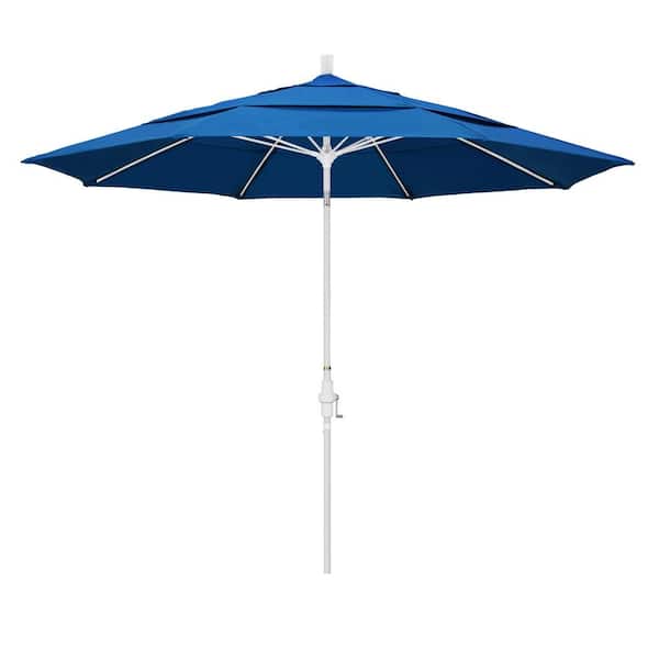 California Umbrella 11 ft. Fiberglass Collar Tilt Double Vented Patio Umbrella in Pacific Blue Pacifica