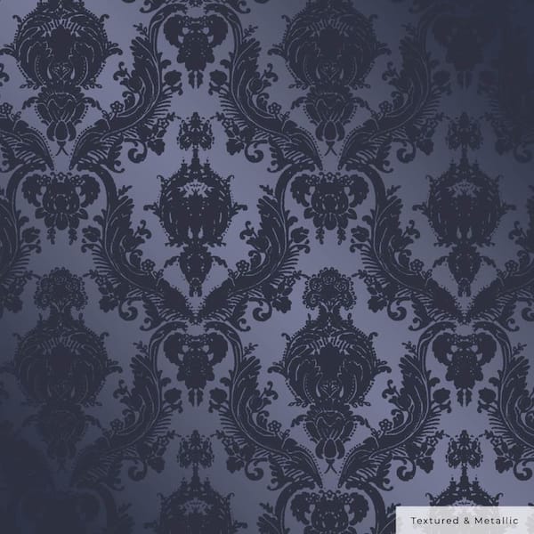 Tempaper Metallic Sapphire Damsel Vinyl Peel and Stick Textured Wallpaper Roll (Covers 56 sq. ft.)
