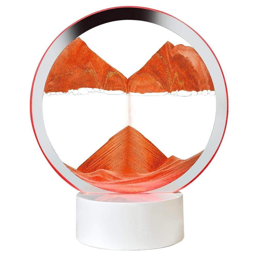 Orange 3D Hour Glass Color Quicksand Art Liquid Motion with Light White Wooden Base for Table top, Desk Decor price history on PriceWatchPro