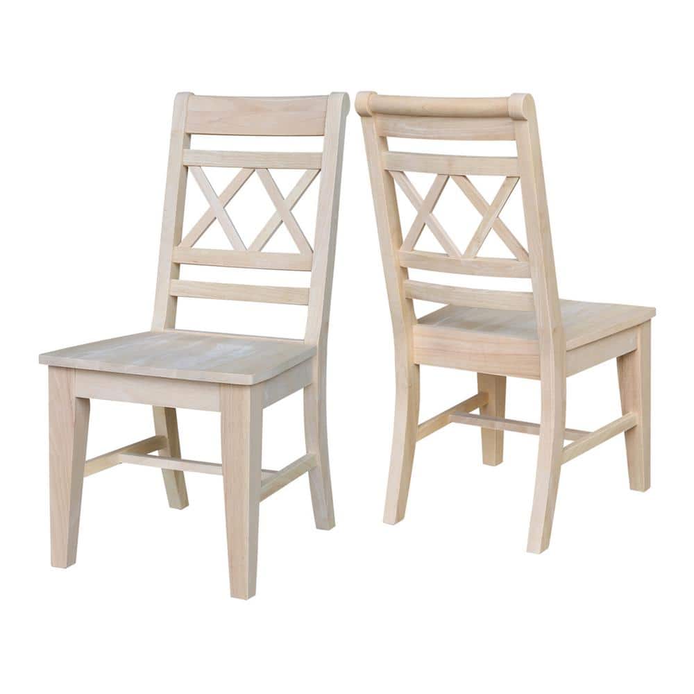 Unfinished Rubberwood High Cross Back Side Chair Set
