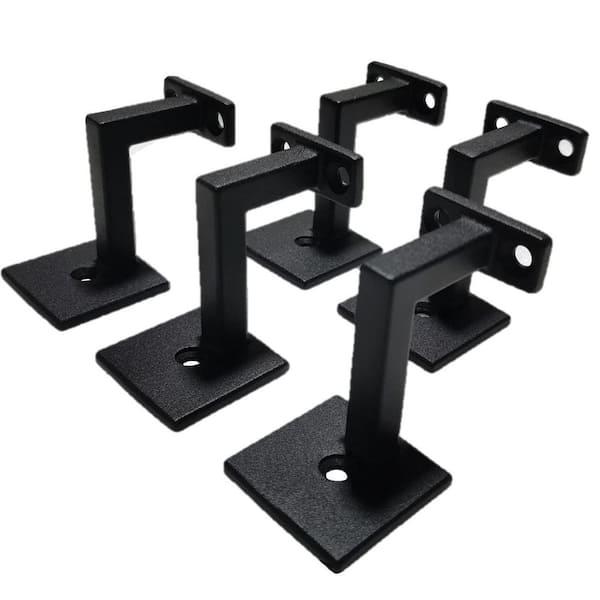 Straicease Thread Bracket Helhom 5-Pack Black Square Handrail Brackets for Staircase, Stair ...