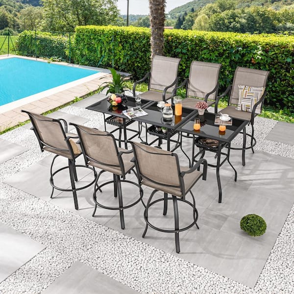 9-Piece Metal Bar Height Outdoor Dining Set