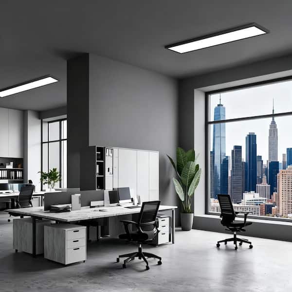 6-Pack 11.3 in Width 50-Watt Black Integrated LED Flat Panel Light Surface Flush Mount Ceiling Fixture TRIAC Dimmable