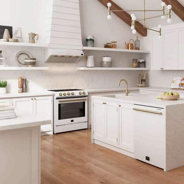 White Stainless Steel 30" Under Cabinet Range Hood with LED Lights