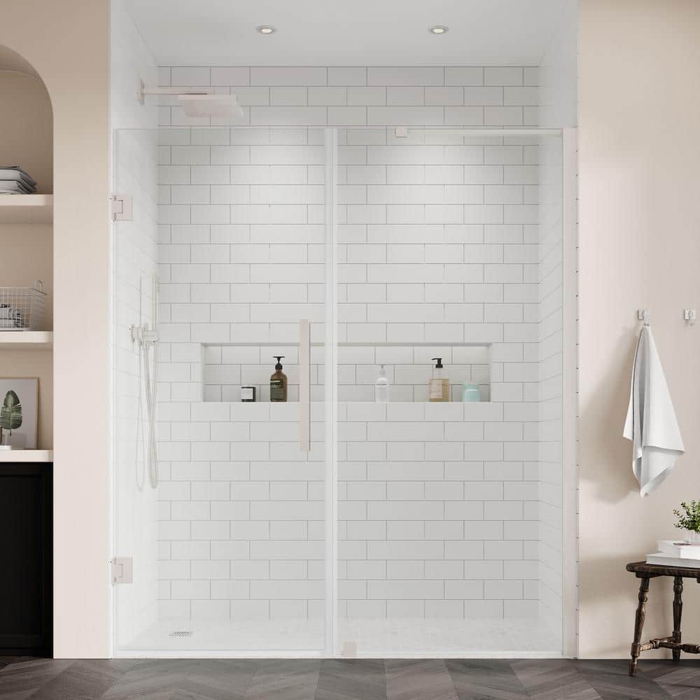 Tampa-Pro Frameless Satin Nickel Shower Kit with Tempered Glass