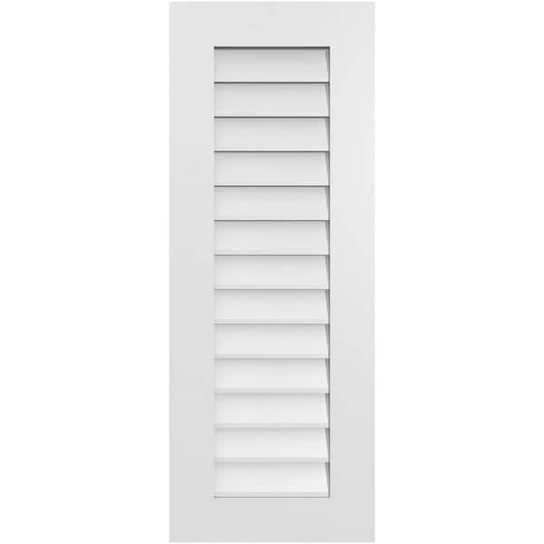 Ekena Millwork 16 in. x 42 in. Rectangular White PVC Paintable Gable Louver Vent Non-Functional