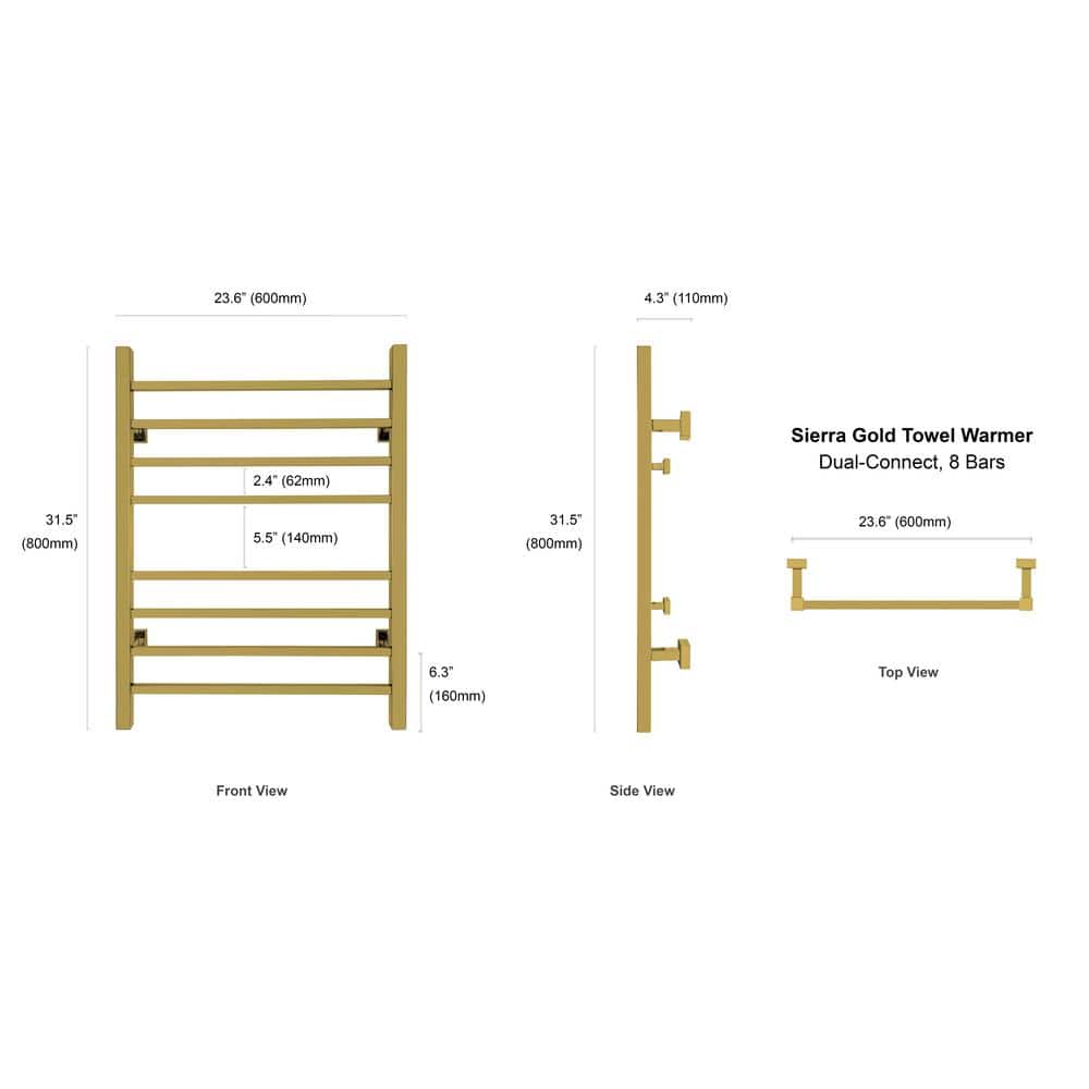Sierra Gold Stainless Steel Wall Mounted Towel Warmer, 32 in