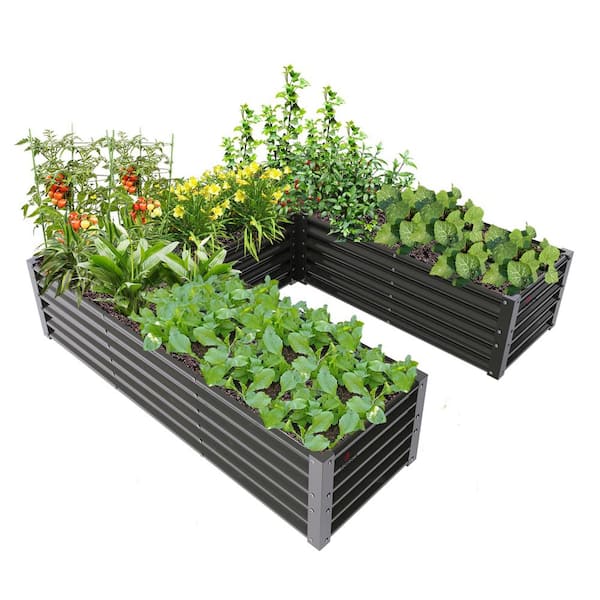 Grey U-Shaped Anti-Rust Bottomless Large Galvanized Raised Garden Beds Metal Planter Box (6 x 6 x 1.5 ft.)