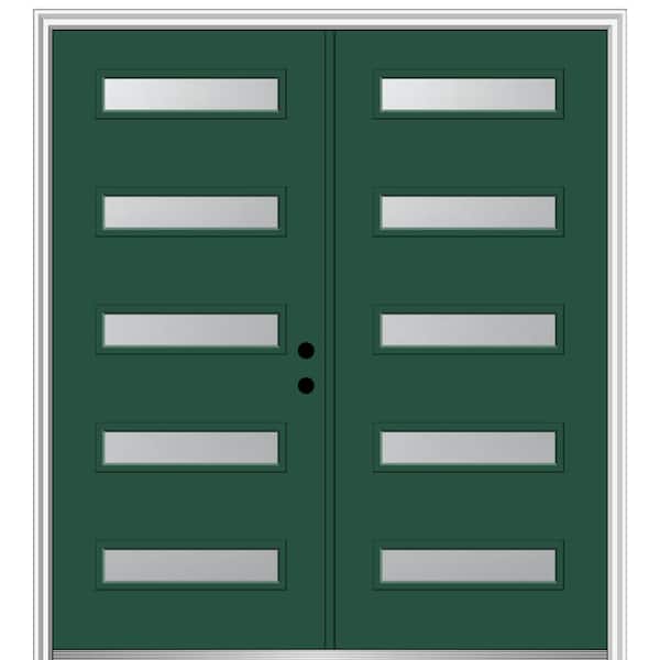 MMI Door 72 in. x 80 in. Davina Left-Hand Inswing 5-Lite Frosted Painted Fiberglass Smooth Prehung Front Door on 4-9/16 in. Frame