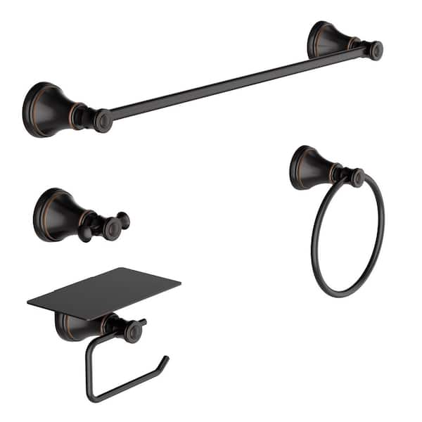 Vintage 4-Piece Bath Hardware Set with Mounting Hardware in Oil-Rubbed Bronze