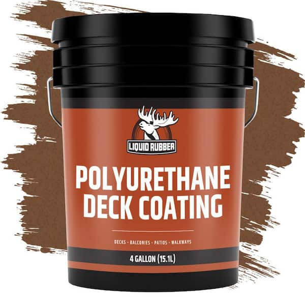 LIQUID RUBBER Polyurethane Deck Coating 4 Gal. 10x Stronger than Paint - Sealant for Pool Decks, Patios, Porches-Textured Saddle Brown