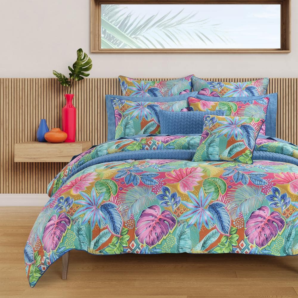 3-Pieces Hana Turquoise Polyester King/Cal King Comforter Set