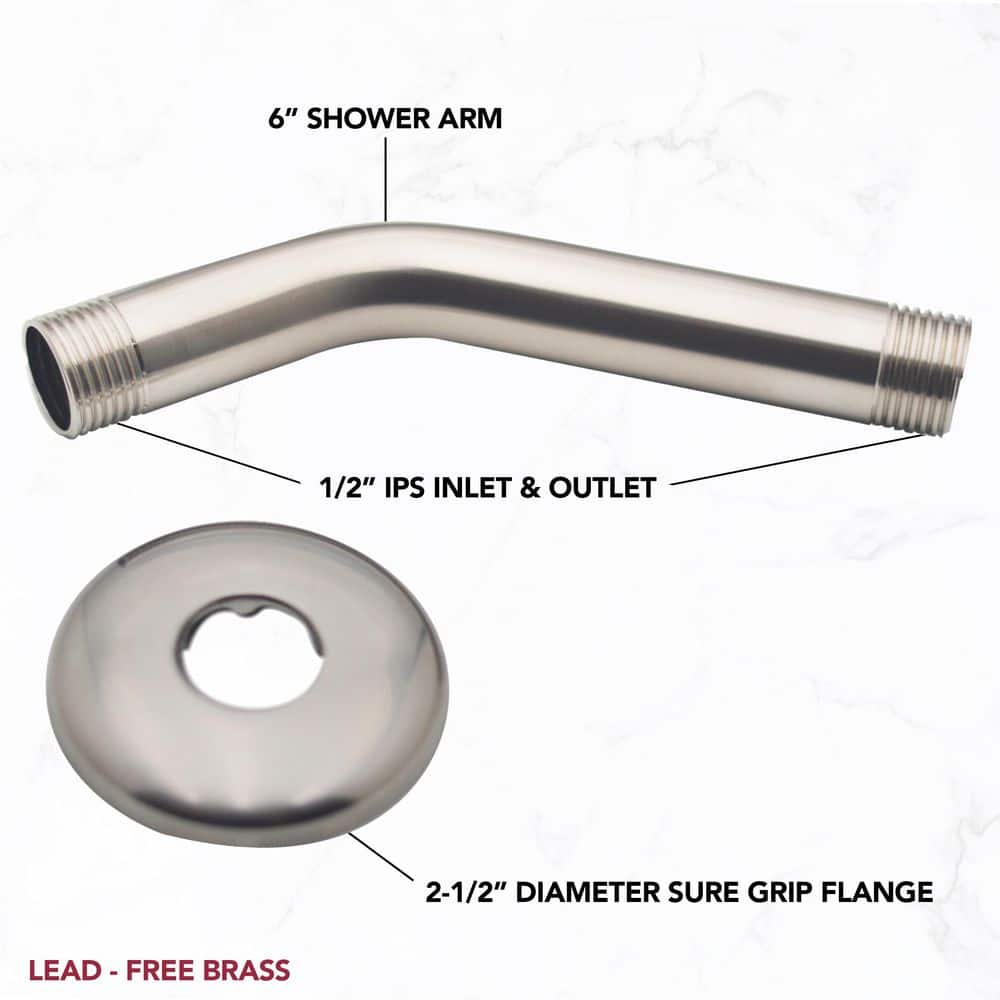 Satin Nickel Brass Wall Mount Shower Arm