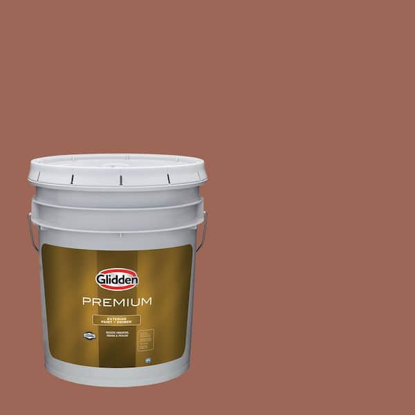 Glidden Premium 5 gal. PPG1062-6 Apple Brown Betty Semi-Gloss Exterior Latex Paint