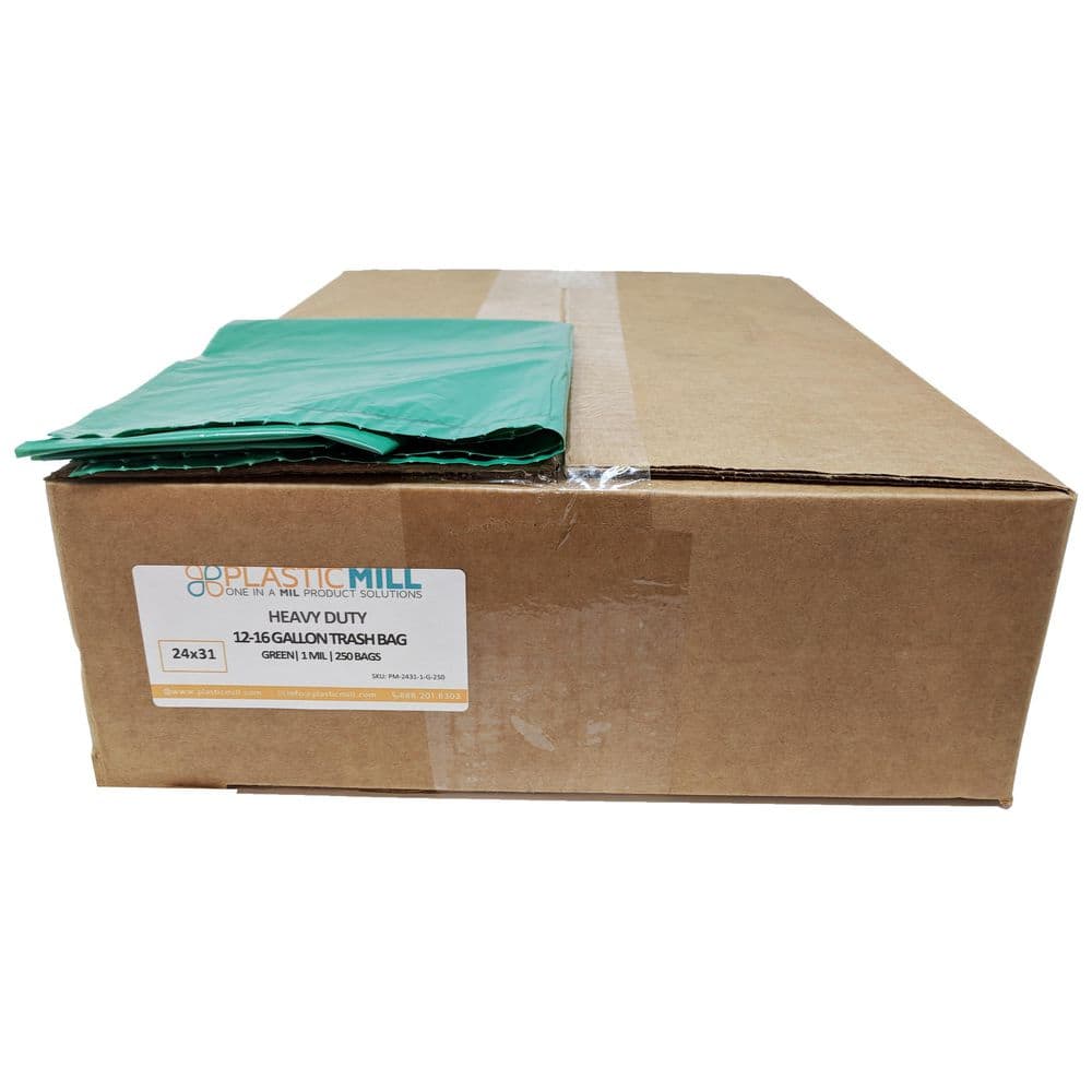 24 in. W x 31 in. H 12 Gal. to 16 Gal. 1 mil Green Trash Bags (250- Count) price history on PriceWatchPro