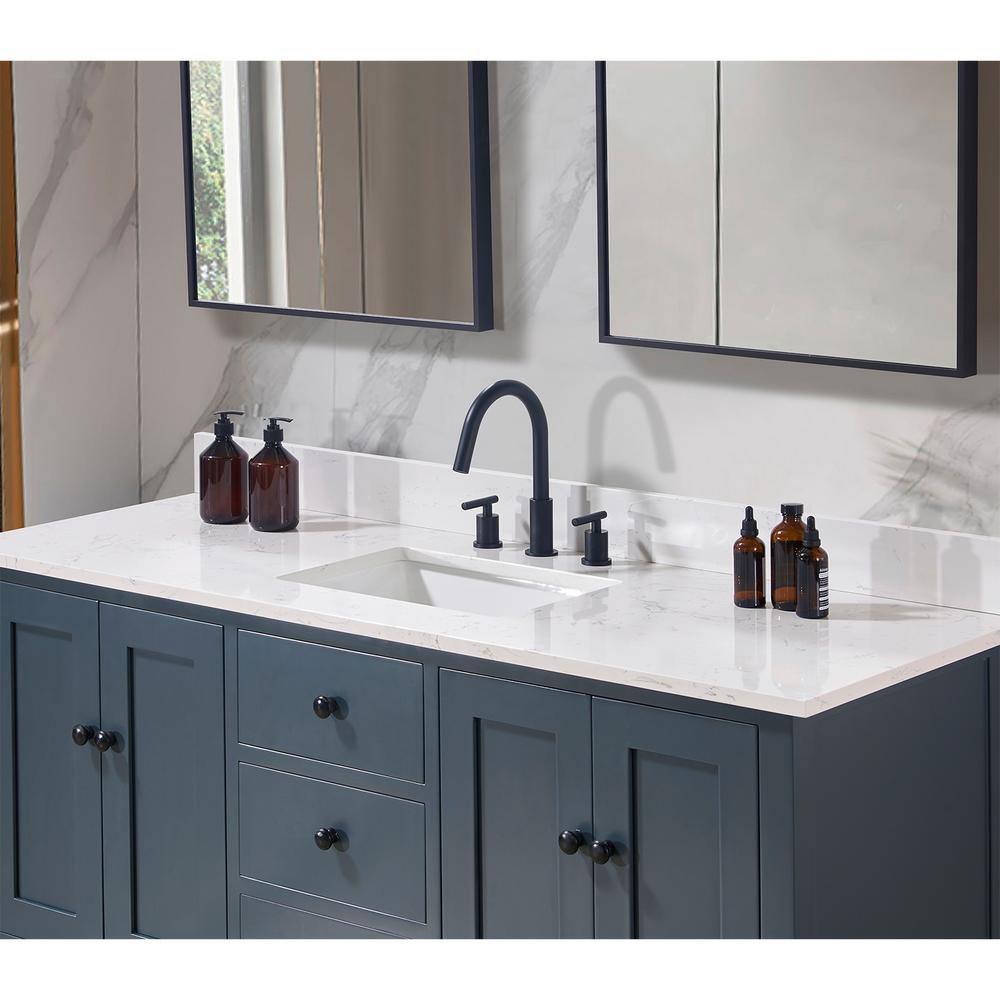 Trento 61 in. White Composite Vanity Top with Rectangular Sink