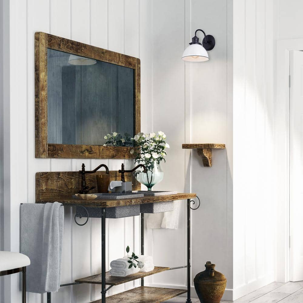 Savannah Matte Black and White Metal 1-Light Wall Sconce