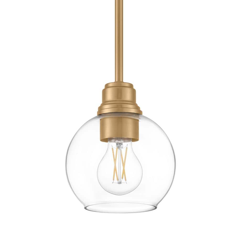 Hampton Bay Florabelle 1-Light 6 in. W Mini-Pendant Antique Gold Clear Globe Glass Shade -  LBZ8901AS-01/GD