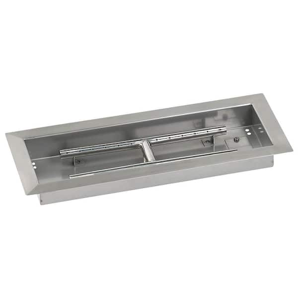 American Fire Glass 18 in. x 6 in. Stainless Steel Rectangular Drop-In Fire Pit Pan