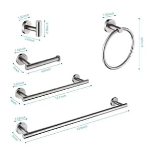 9-Piece Stainless Steel Bath Hardware Set with Towel Bar, Towel Ring, Robe Hook, Toilet Paper Holder in Brushed Nickel