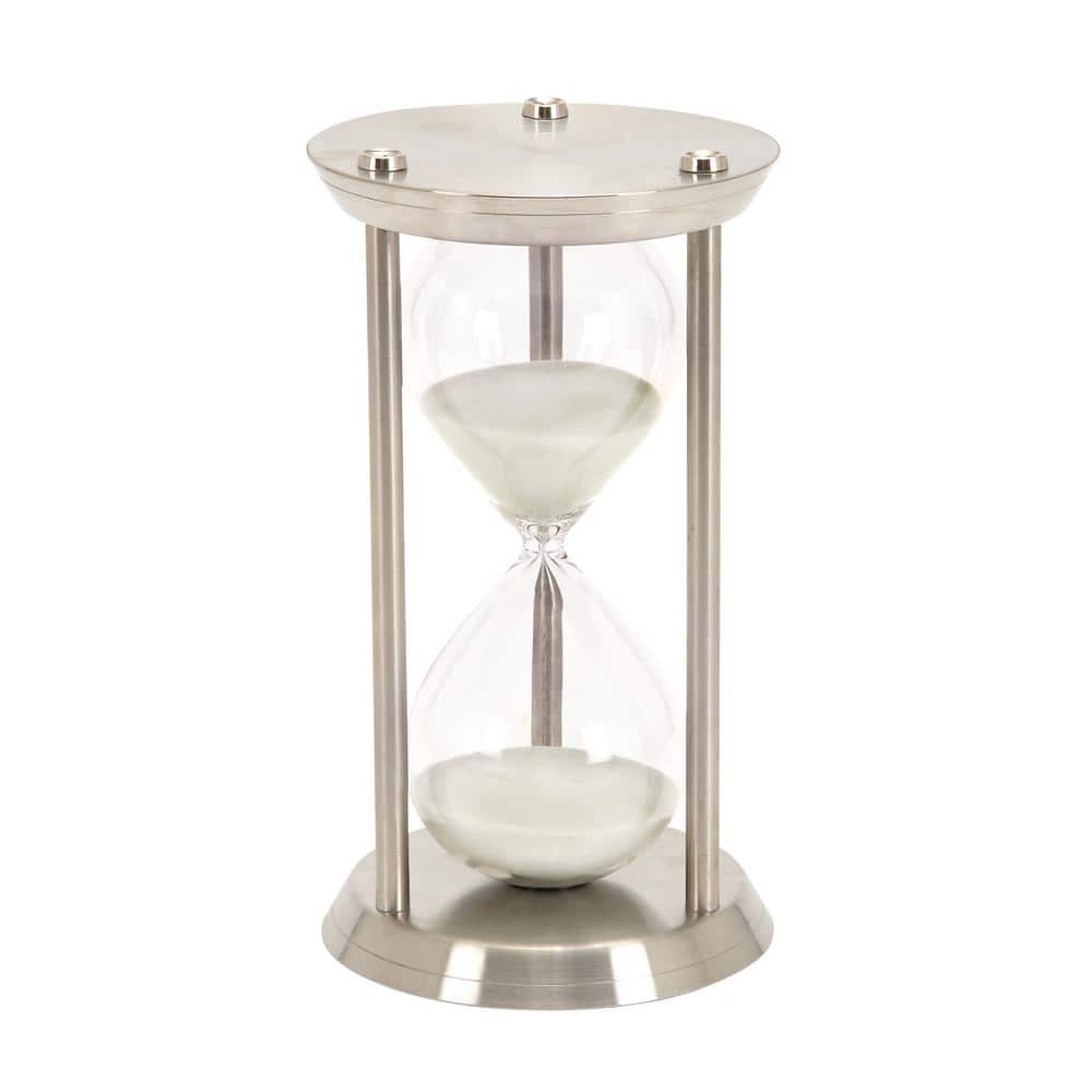Elegant Silver Metal and Glass 12" Hourglass Sand Timer