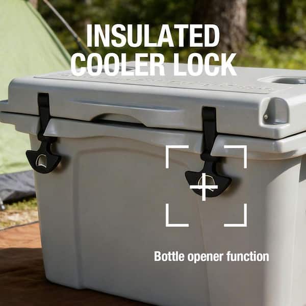 Grey 25 qt. Outdoor Chest Cooler Portable Cooler with Bottle