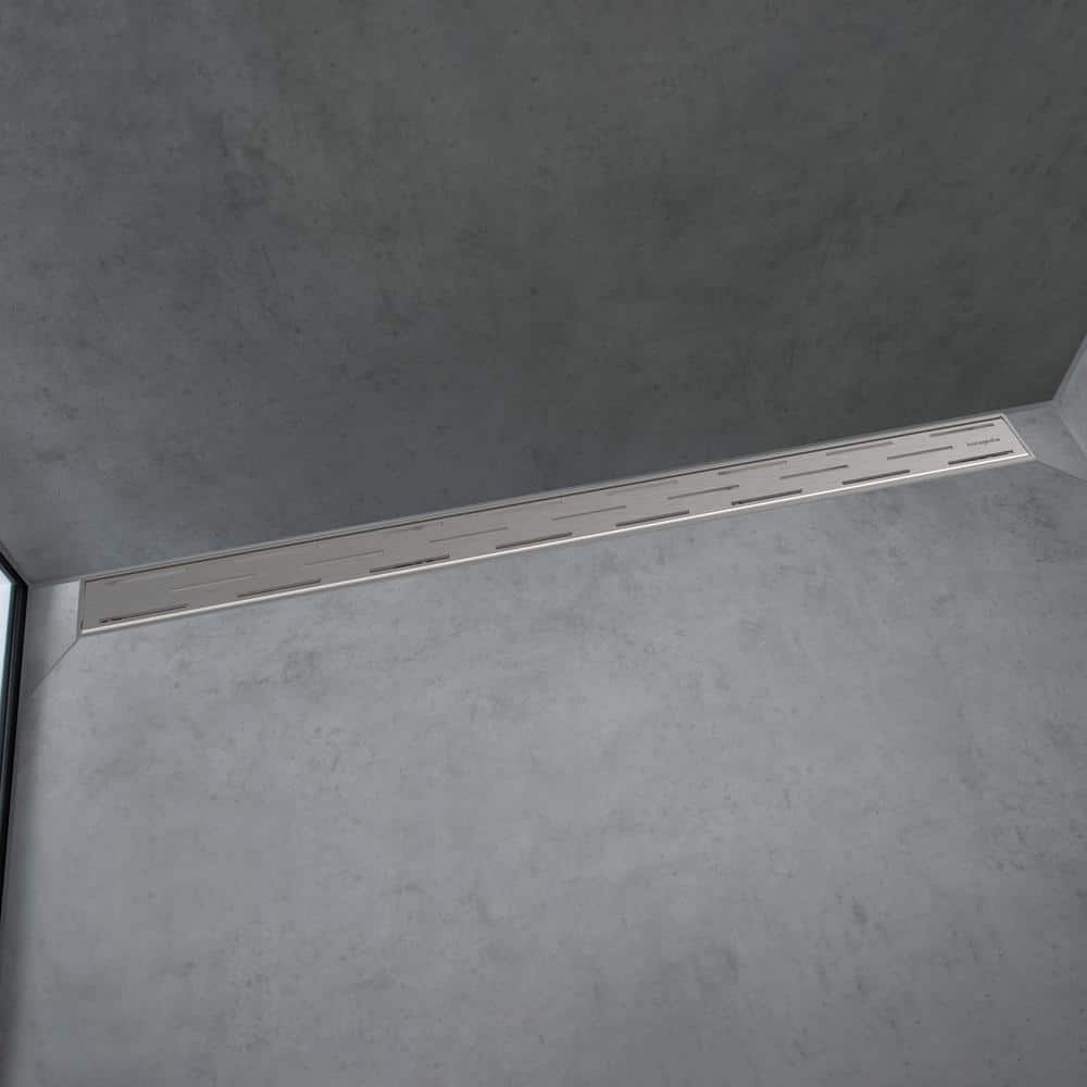 Brushed Stainless Steel Linear Grid Shower Drain with Adjustable Frame