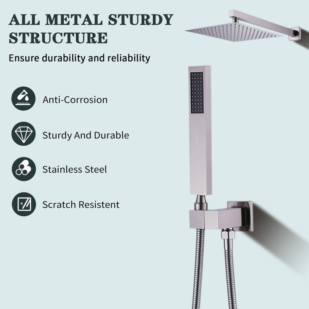Brushed Nickel High Pressure Waterfall Spout Shower Kit