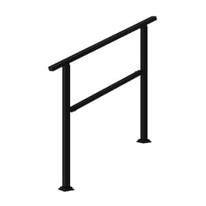 36 in. H x 3.3 ft. W Black iron Rail Kit Handrails for Outdoor Steps Fit 2 or 3 Steps Stair Railing in Black