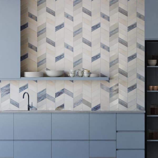 Elizabeth Sutton Pride Aspen Silver 16.92 in. x 17.44 in. Polished Glass Mosaic Wall Tile (2.05 sq. ft./Each)