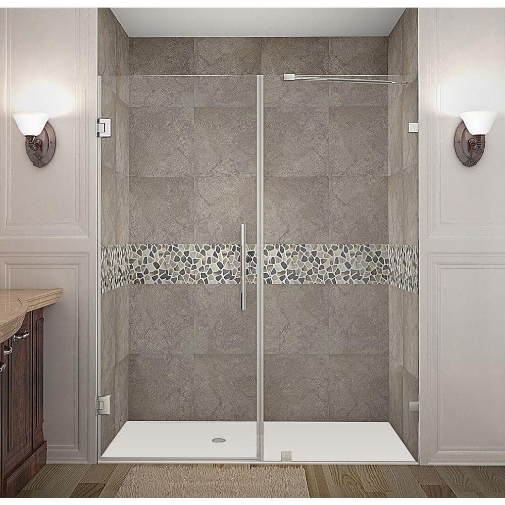 Nautis 72" Frameless Hinged Shower Door with Clear Glass