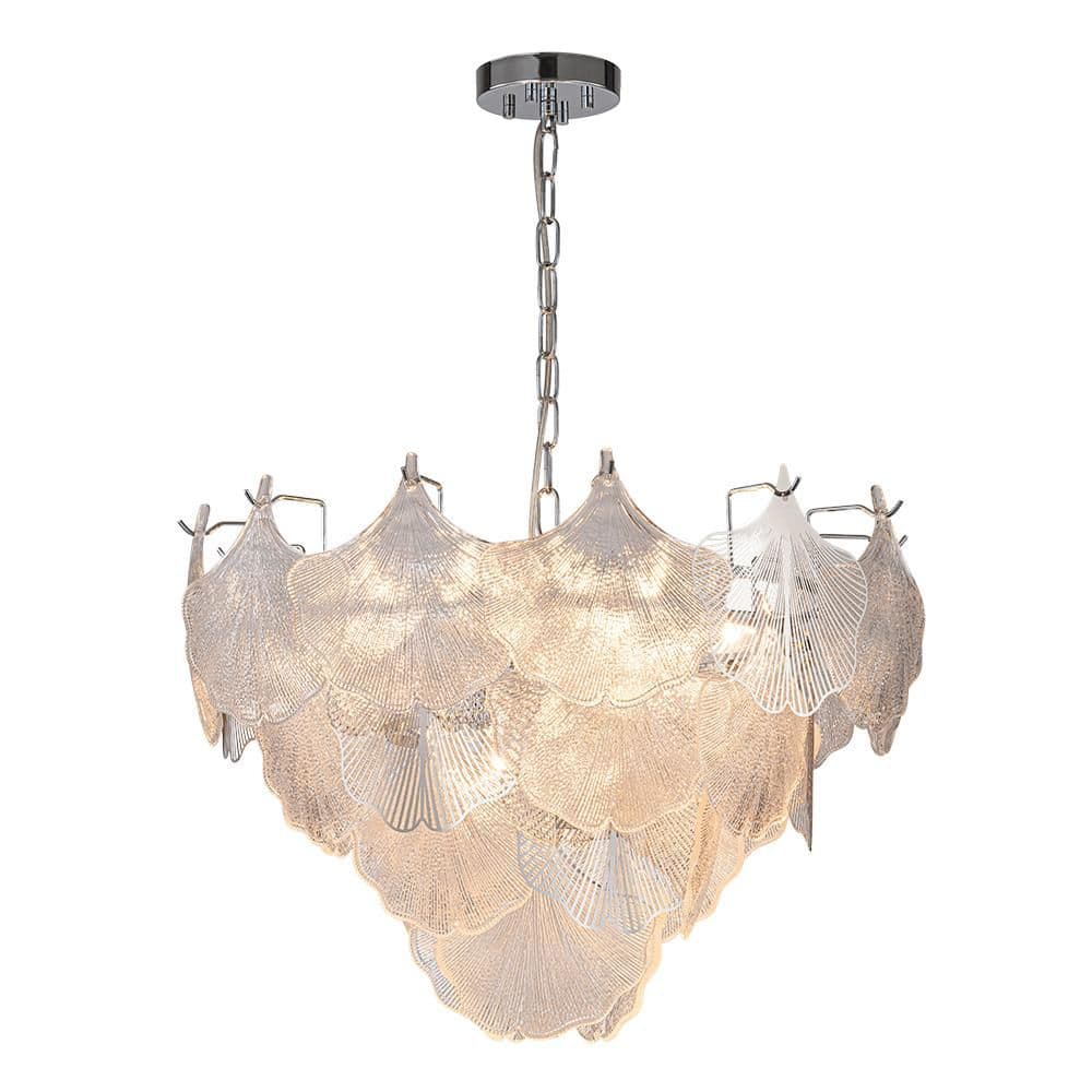 8 Light Chrome Modern Ginkgo Leaf Chandelier Light Fixture Decor Hanging Li