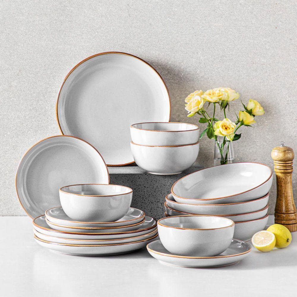16-Piece Gray Stoneware Dinnerware Set