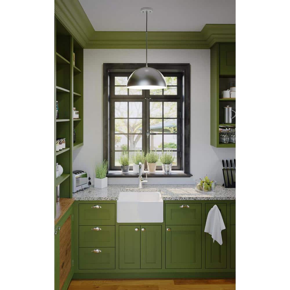 Brushed Nickel Dome Pendant Light with White Interior