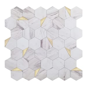 Carrera Gold Hex 11.50 in. x 11.80 in. Metal Peel and Stick Tile (0.9 sq. ft./pack)