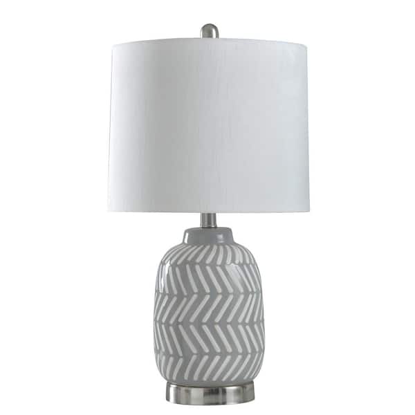 Metal Grey And White Table Lamp, Round Metal Table Lamp