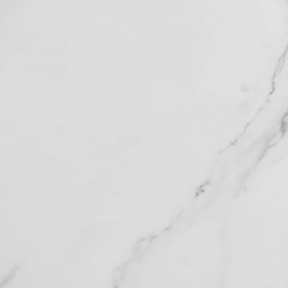 Harper Round White Marble and Black Metal Side Table