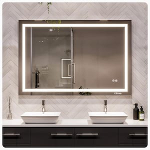 LED 48 in. W. x 32 in. H Rectangular Frameless Anti-Fog Wall Bathroom Vanity Mirror in Glass