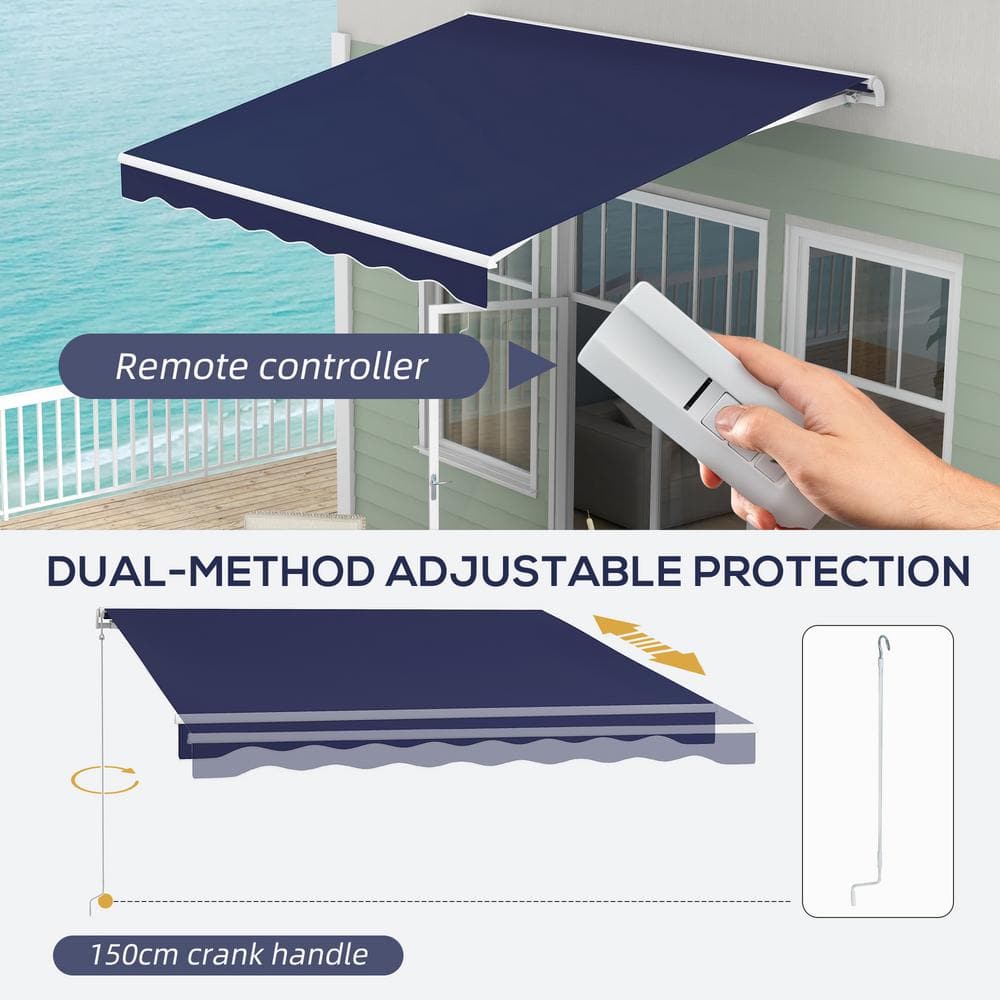 Outsunny 10' x 8' Dark Blue Motorized Retractable Awning