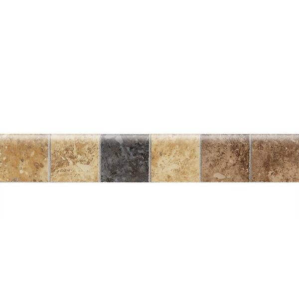 Daltile Heathland Sunset 2 in. x 12 in. Glazed Ceramic Mosaic Bullnose Floor and Wall Tile (0.17 sq. ft. / piece)