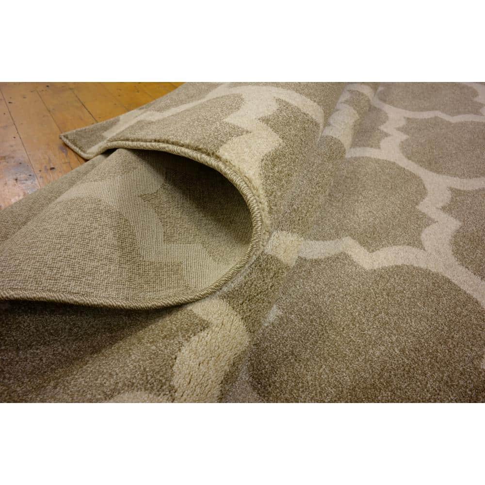 Reversible Lattice Light Brown Rectangular Synthetic Rug 7x10