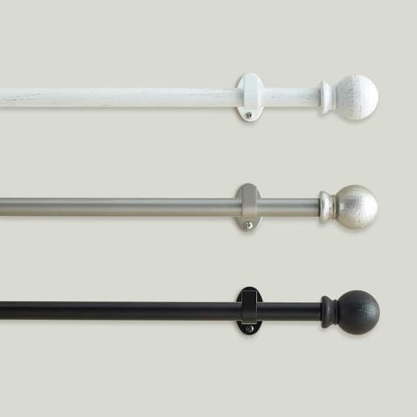 Farmhouse Ball Curtain Rod, Pewter - 32"W x 78"L