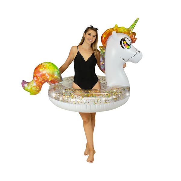 POOLCANDY Inflatable Deluxe 48 in. Glitterfied Unicorn Pool Tube