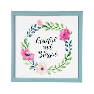Grateful and Blessed Framed Hanging, 8 in. by 8 in. Metal Wall Art